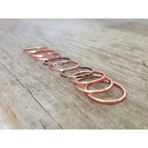 Raw Brushed Copper Ring Band Stacking Ring UNSEALED UNCOATED - Size 8 - Picture 5 of 5